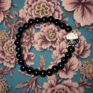 🆕 8mm Obsidian bracelet with Lucky kitty 🖤